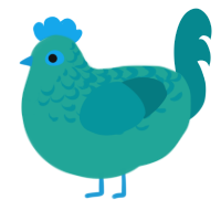 A turquoise and teal chicken with a half-lace pattern
