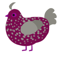 A wine and ash chicken with a speckle pattern