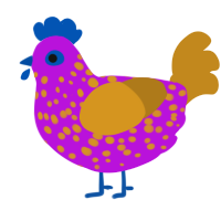 Adorbaborb, a amethyst and ochre chicken with a speckle pattern