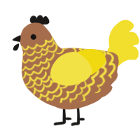 A brown and yellow chicken with a lace pattern