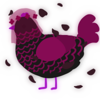 Chalice, a sable and wine chicken with a lace pattern