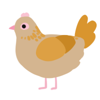Yvette, a beige and orange chicken with a neck-speckle pattern