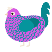 A orchid and teal chicken with a lace pattern