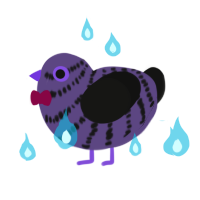 A overcast and black chicken with a bar pattern