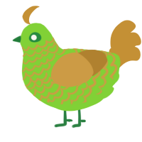 A grass and gold chicken with a lace pattern