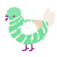 A spring and cream chicken with a bar pattern