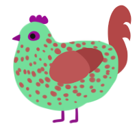 A spring and red chicken with a speckle pattern