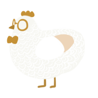 sermon, a white and cream chicken with a double-lace pattern