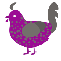 (unnamed), a plum and grey chicken with a speckle pattern