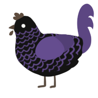 A black and overcast chicken with a lace pattern