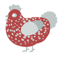 (unnamed), a red and silver chicken with a speckle pattern