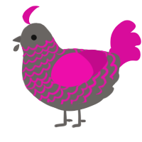 (unnamed), a grey and fuchsia chicken with a lace pattern