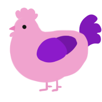 A pink and violet chicken