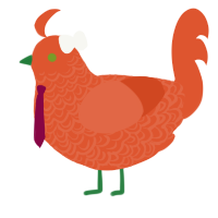 A vermilion chicken with a double-lace pattern