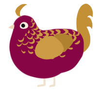千秋, a maroon and gold chicken with a half-lace pattern