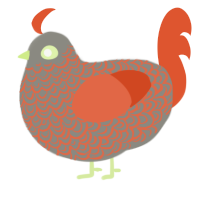 A ash and vermilion chicken with a double-lace pattern