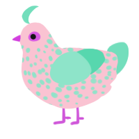 A rose and mint chicken with a speckle pattern
