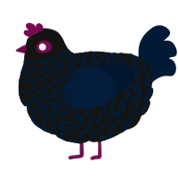 Paranoid, a black and tumblr chicken with a lace pattern
