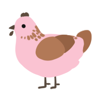 Thing 3, a rose and brown chicken with a neck-speckle pattern