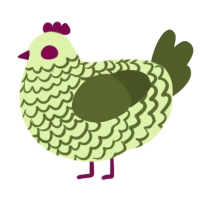 Avocado, a apple and olive chicken with a lace pattern