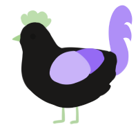 Pluto, a sable and lilac chicken