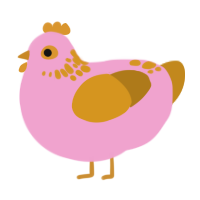 12333, a pink and ochre chicken with a neck-speckle pattern
