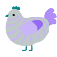 A silver and lilac chicken with a bar pattern