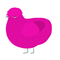 A fuchsia chicken with a double-lace pattern
