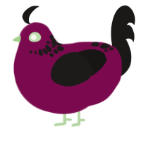 dying rose, a wine and sable chicken with a neck-speckle pattern