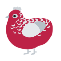 A crimson and mist chicken with a half-lace pattern