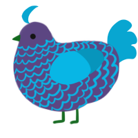 Eggplan, a overcast and cerulean chicken with a lace pattern
