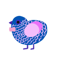 A ultramarine and lavender chicken with a lace pattern