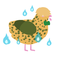 A honey and olive chicken with a speckle pattern
