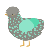 toothpaste, a ash and mint chicken with a speckle pattern