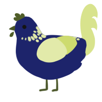 (unnamed), a navy and lemon chicken with a neck-speckle pattern