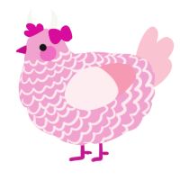 Ginger, a pink and rose chicken with a lace pattern