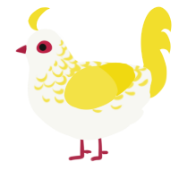 A white and yellow chicken with a half-lace pattern
