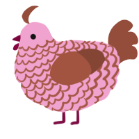 Cleffa, a pink and russet chicken with a lace pattern