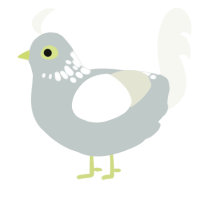 A silver and white chicken with a neck-speckle pattern