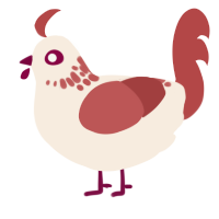 A cream and red chicken with a neck-speckle pattern