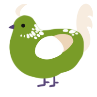A chartreuse and cream chicken with a neck-speckle pattern