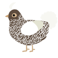 A bark and white chicken with a double-lace pattern