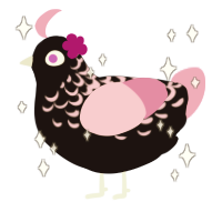 Blush, a sable and pink chicken with a half-lace pattern