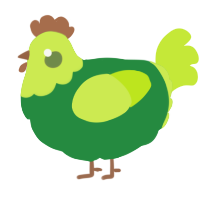 mossy wood, a viridian and lime chicken with a head pattern