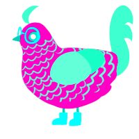 A fuchsia and mint chicken with a lace pattern