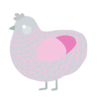 Powdered Sugar, a mist and pink chicken with a lace pattern