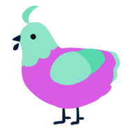 free, a orchid and mint chicken with a head pattern