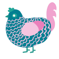 A sea and pink chicken with a lace pattern