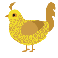 A yellow and gold chicken with a double-lace pattern