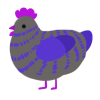 (unnamed), a grey and indigo chicken with a bar pattern